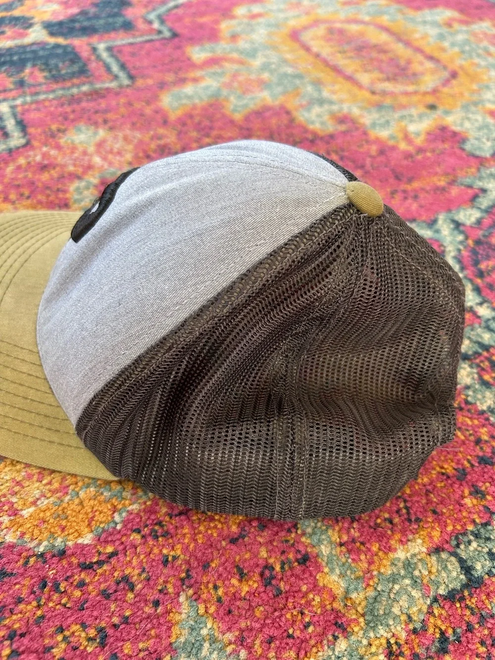 Portland Gear | Unisex Grey/Black ‘P’ Trucker Hat Olive Bill Adjustable Back OS